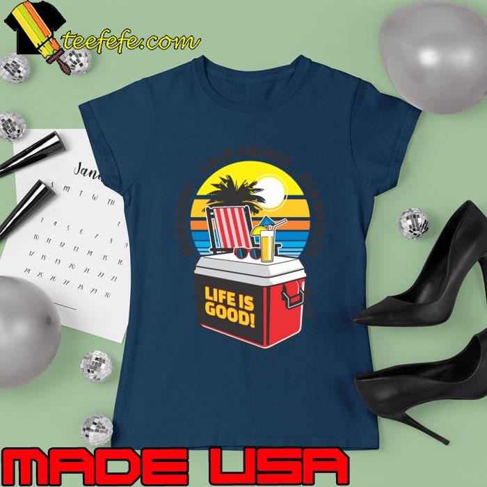 Sunshine cold drinks sea breeze life is good beach vintage T-Shirt Ladies tee Sunshine cold drinks sea breeze life is good beach vintage T-Shirt Ladies tee