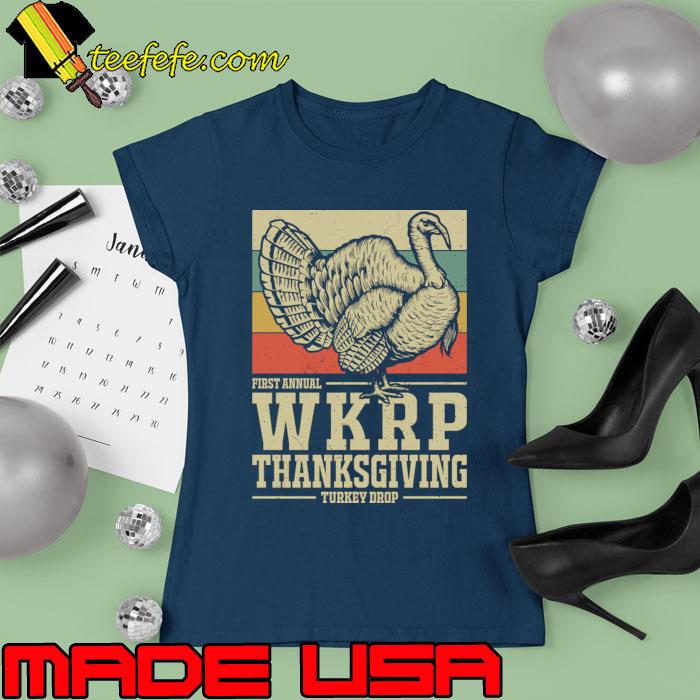 Thanksgiving Day First Annual WKRP in Cincinnati Turkey Drop Vintage T-Shirt Ladies tee Thanksgiving Day First Annual WKRP in Cincinnati Turkey Drop Vintage T-Shirt Ladies tee