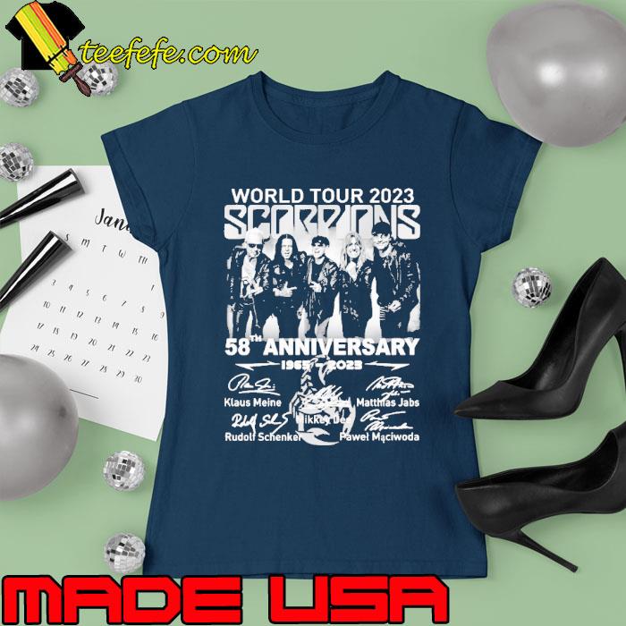 World tour 2023 Scorpions 58th anniversary 1965 2023 signature s Ladies tee World tour 2023 Scorpions 58th anniversary 1965 2023 signature s Ladies tee