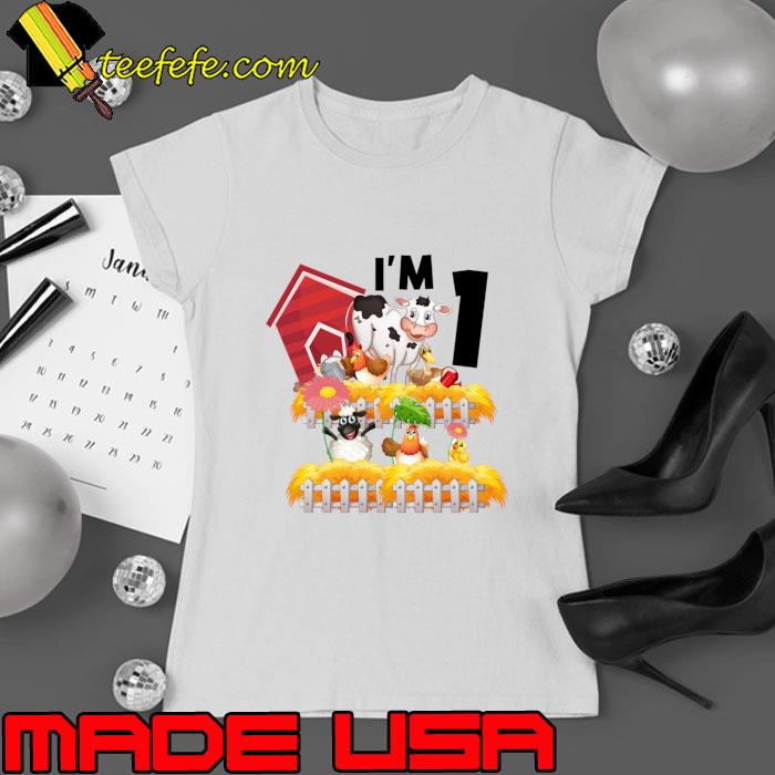 1st Birthday 1 Year Old Farm Theme Animals Birthday Cow T-Shirt Ladies tee 1st Birthday 1 Year Old Farm Theme Animals Birthday Cow T-Shirt Ladies tee