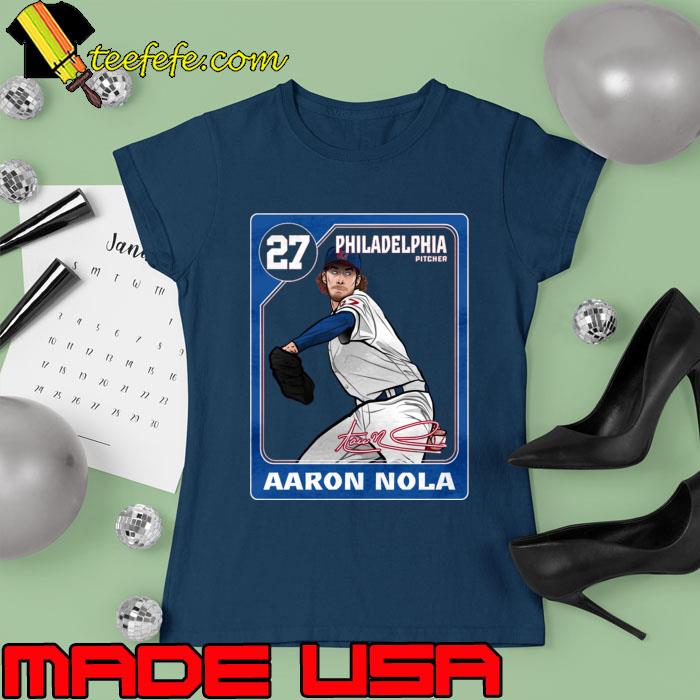 Aaron Nola Philadelphia Pitcher Baseball Signature MLB Card T-Shirt Ladies tee Aaron Nola Philadelphia Pitcher Baseball Signature MLB Card T-Shirt Ladies tee