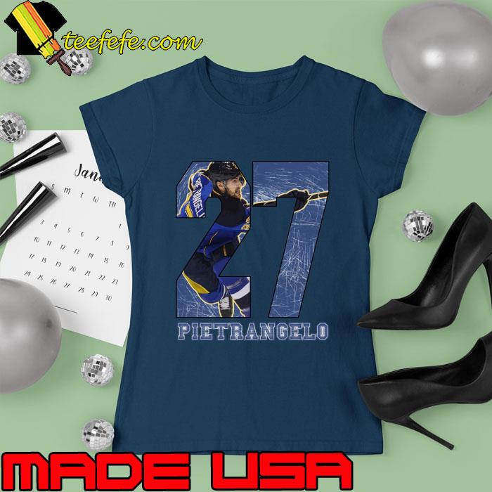 Alex Pietrangelo A Canadian Hockey 27 St. Louis Blue Game T-Shirt Ladies tee Alex Pietrangelo A Canadian Hockey 27 St. Louis Blue Game T-Shirt Ladies tee