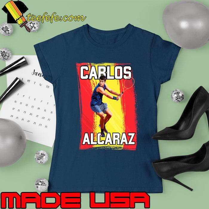 Carlos alcaraz Tennis player On The ATP Tour with Spain flag T-Shirt Ladies tee Carlos alcaraz Tennis player On The ATP Tour with Spain flag T-Shirt Ladies tee