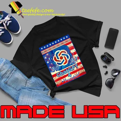 ChatGPT 4 President Fireworks American Flag T-Shirt
