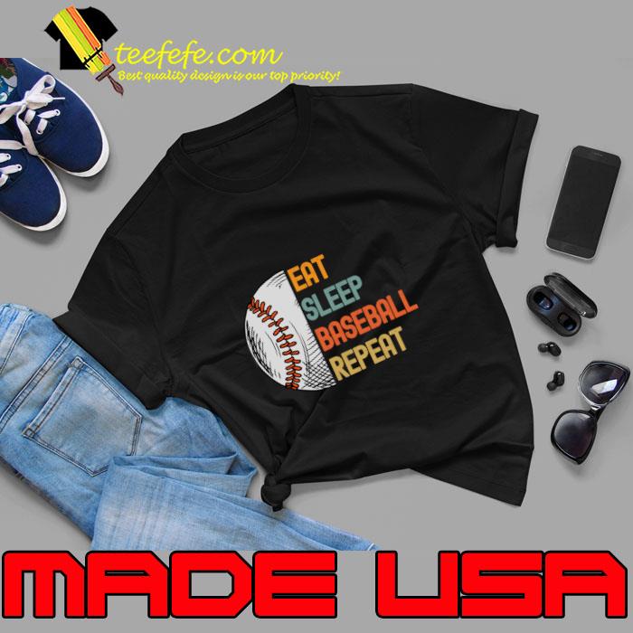 Eat Sleep Baseball Repeat Baseball Player Retro T-Shirt Eat Sleep Baseball Repeat Baseball Player Retro T-Shirt