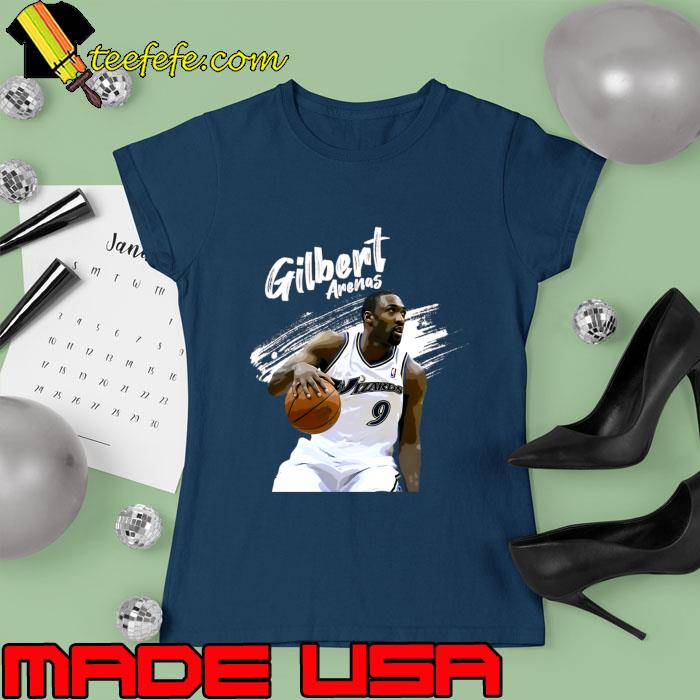 Gilbert Arenas NBA All-star Washington Wizards Basketball T-Shirt Ladies tee Gilbert Arenas NBA All-star Washington Wizards Basketball T-Shirt Ladies tee