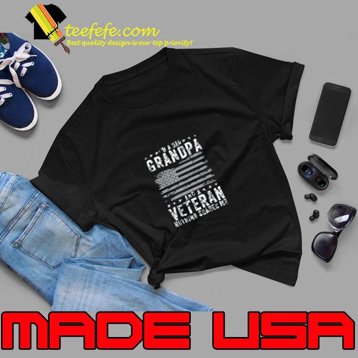 I'm A Dad Grandpa And Veteran Fathers Day Papa Grandpa American Flag T-Shirt