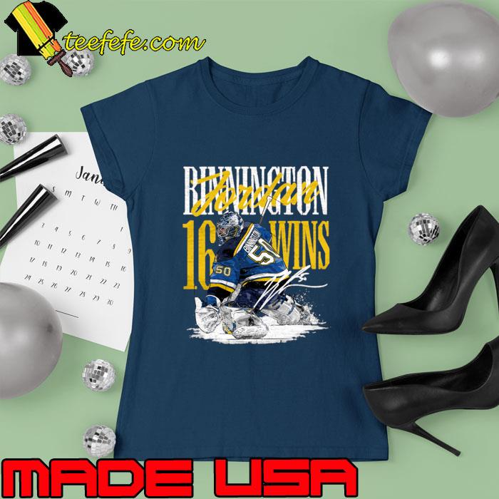 Jordan Binnington St. Louis 16 Wins Signature T-Shirt Ladies tee Jordan Binnington St. Louis 16 Wins Signature T-Shirt Ladies tee
