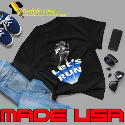 Let's Run Girl White Gold and Blue T-Shirt