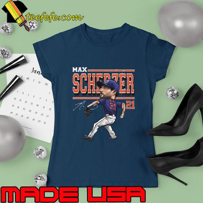 Max Scherzer Signature an American Professional Baseball New York M Cartoon T-Shirt Ladies tee Max Scherzer Signature an American Professional Baseball New York M Cartoon T-Shirt Ladies tee