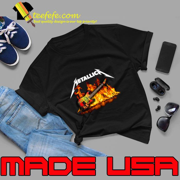 Metalilica Music Band Rock Fire Kirk Hammett Guitar T-Shirt