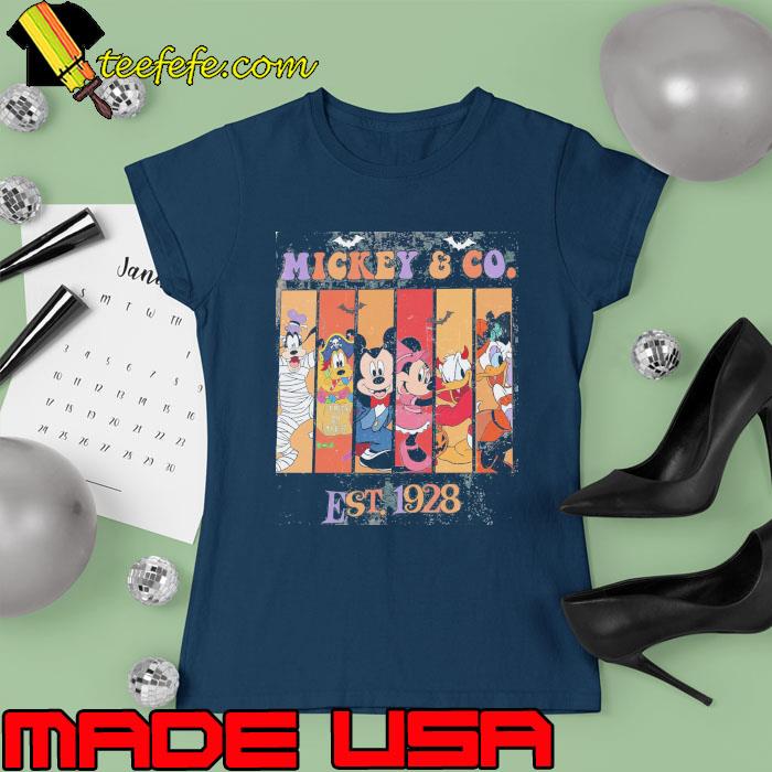 Original retro Mickey And CO Est.1928 Disney Skeleton Vintage Disneyland Shirt Ladies tee Original retro Mickey And CO Est.1928 Disney Skeleton Vintage Disneyland Shirt Ladies tee