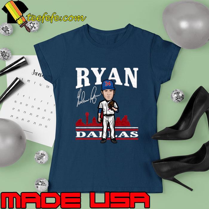 Ryan Dallas Signature Nolan Ryan Toon An American Player Baseball T-Shirt Ladies tee Ryan Dallas Signature Nolan Ryan Toon An American Player Baseball T-Shirt Ladies tee