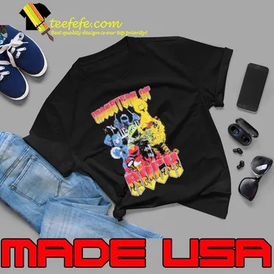 Sesame Street Monsters Of Rock Fitted Black shirt
