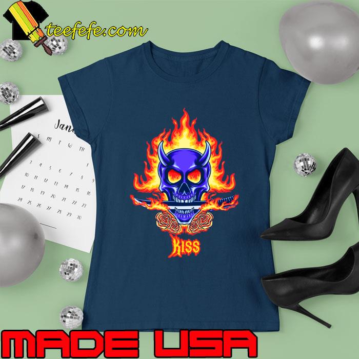 Skull Sword Fire feat Kiss Band Music Rock T-Shirt Ladies tee Skull Sword Fire feat Kiss Band Music Rock T-Shirt Ladies tee