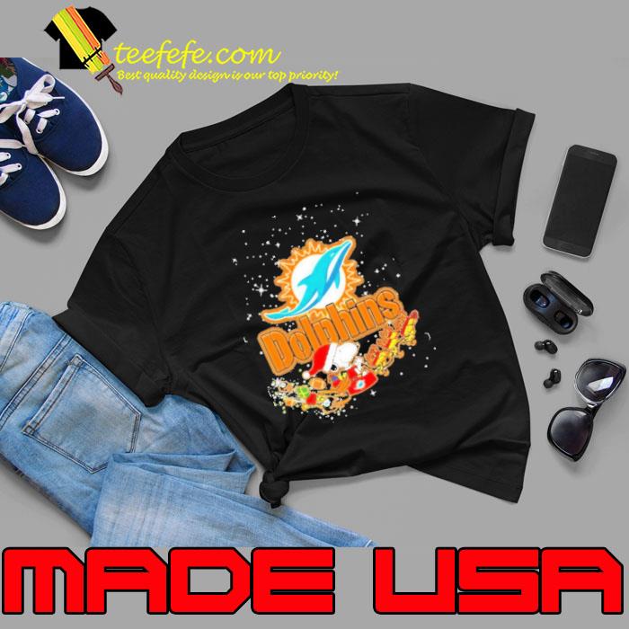 Snoopy and woodstock santa hat xmas miami dolphins logo shirt Snoopy and woodstock santa hat xmas miami dolphins logo shirt