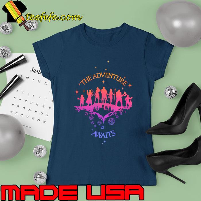 The Adventure Awaits Rainbow DnD Party adventures T-Shirt Ladies tee The Adventure Awaits Rainbow DnD Party adventures T-Shirt Ladies tee