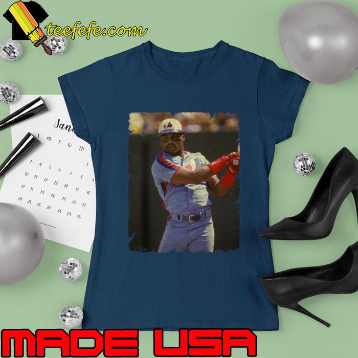 Tim Raines in Montreal Expos american baseball T-Shirt Ladies tee Tim Raines in Montreal Expos american baseball T-Shirt Ladies tee