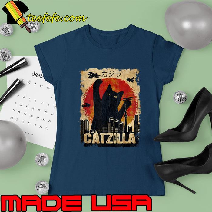 Vintage Catzilla Cat Monster Sunset City T-Shirt Ladies tee Vintage Catzilla Cat Monster Sunset City T-Shirt Ladies tee