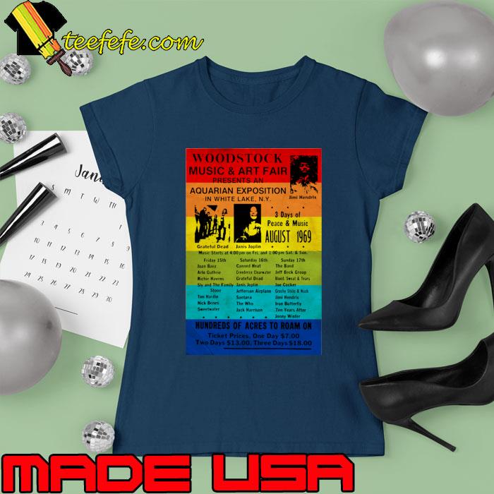 Woodstock 1969 Rainbow Poster T-Shirt Ladies tee Woodstock 1969 Rainbow Poster T-Shirt Ladies tee