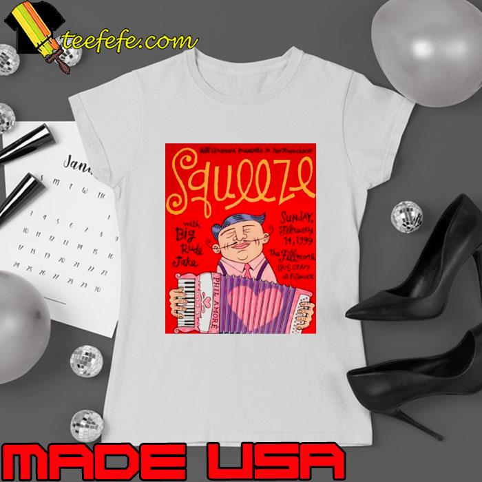 1999 Squeeze With Big Rude Jake Concert announcement T-Shirt Ladies tee 1999 Squeeze With Big Rude Jake Concert announcement T-Shirt Ladies tee