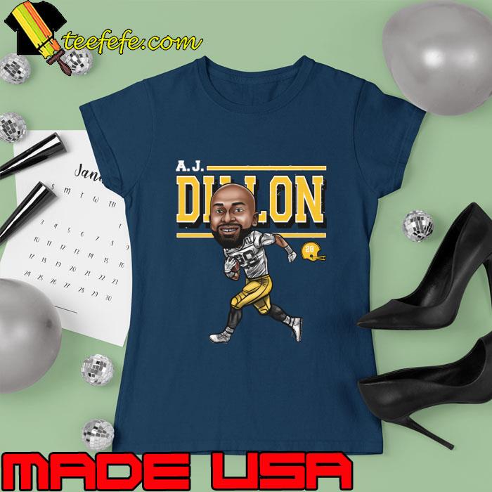 A.J. Dillon Green Bay Football Cartoon Player an American T-Shirt Ladies tee A.J. Dillon Green Bay Football Cartoon Player an American T-Shirt Ladies tee