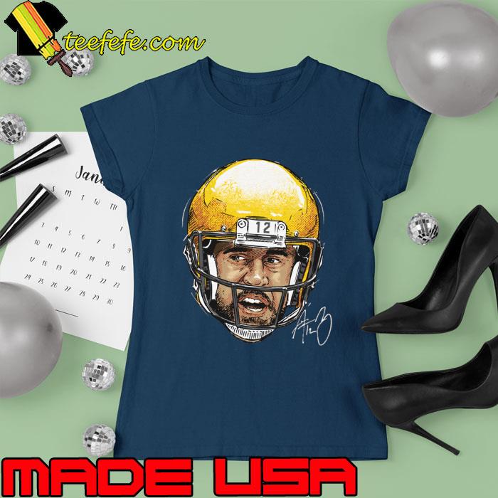Aaron Rodgers Green Bay Scream Face With Helmet Football Signature T-Shirt Ladies tee Aaron Rodgers Green Bay Scream Face With Helmet Football Signature T-Shirt Ladies tee