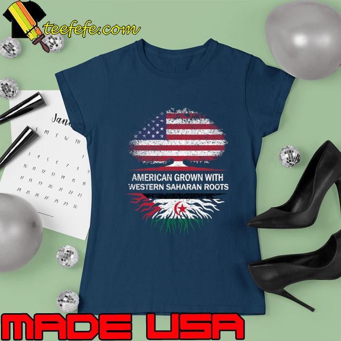 American Grown with Western Saharan Roots USA Flag T-Shirt Ladies tee American Grown with Western Saharan Roots USA Flag T-Shirt Ladies tee