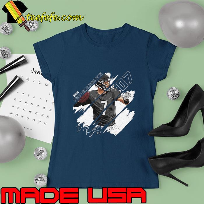 Ben Roethlisberger Football American Former Signature Pittsburgh Stripes T-Shirt Ladies tee Ben Roethlisberger Football American Former Signature Pittsburgh Stripes T-Shirt Ladies tee