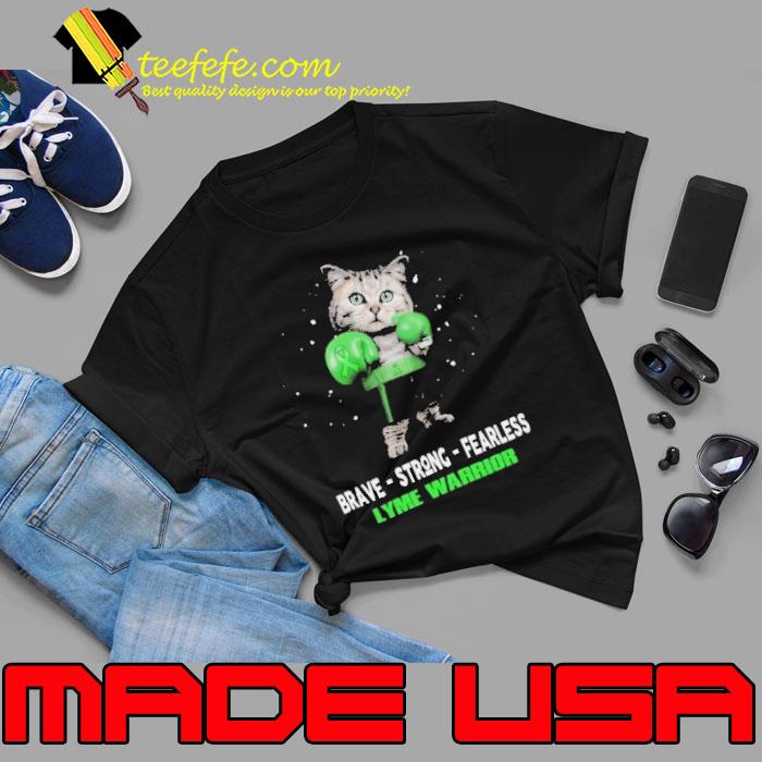 Best brave strong fearless lyme warrior cat boxing shirt