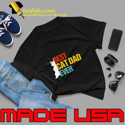 Best Cat Dad Ever Retro Cat T-Shirt