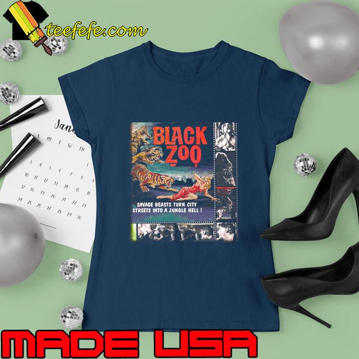 Black Zoo Savage Beasts Turn City Streets Into A Jungle Hell Horror Movie Vintage 90s T-Shirt Ladies tee Black Zoo Savage Beasts Turn City Streets Into A Jungle Hell Horror Movie Vintage 90s T-Shirt Ladies tee