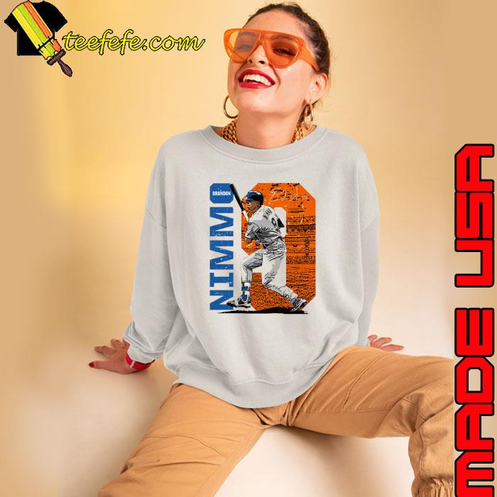 Brandon Nimmo Signature Baseball Player in New York M Stadium T-Shirt