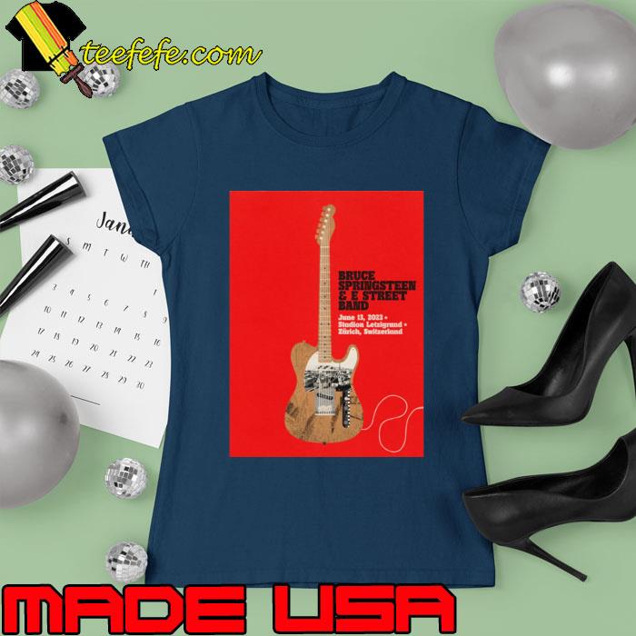 Bruce Springsteen E Street Band Guitar Switzerland concert announcement T-Shirt Ladies tee Bruce Springsteen E Street Band Guitar Switzerland concert announcement T-Shirt Ladies tee