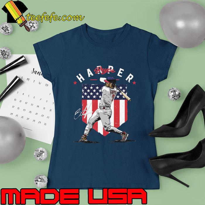 Bryce Harper Philadelphia Country Signature American Flag T-Shirt Ladies tee Bryce Harper Philadelphia Country Signature American Flag T-Shirt Ladies tee