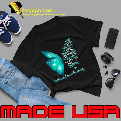 Buterfly They Whispered Into Her I Am The Storm Peritoneal Cancer Awareness T-Shirt