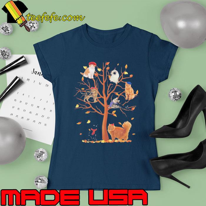Cat fall tree autumn s Ladies tee Cat fall tree autumn s Ladies tee