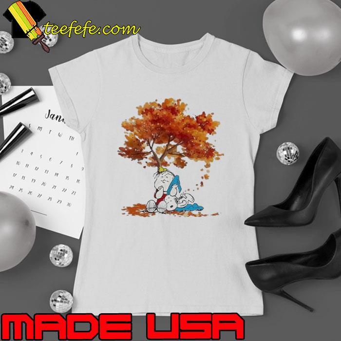 Charlie Brown Snoopy love fall sleep autumn tree shirt Charlie Brown Snoopy love fall sleep autumn tree shirt