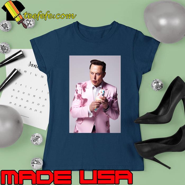 Elon Musk Pee Wee Herman ice cream pink outfit T-Shirt Ladies tee Elon Musk Pee Wee Herman ice cream pink outfit T-Shirt Ladies tee