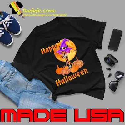 Giraffe Happy Halloween Pumpkin Leopard Blood Moon shirt