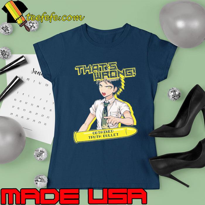 Hajime Hinata That’s Wrong Obtained Truth Bullet Danganronpa Shirt Ladies tee Hajime Hinata That’s Wrong Obtained Truth Bullet Danganronpa Shirt Ladies tee
