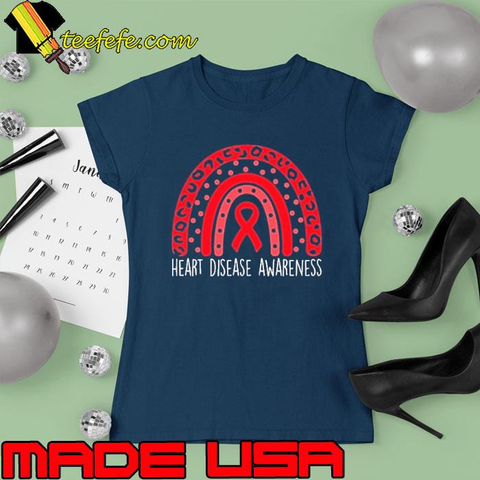 Heart Disease Awareness Rainbow leopard s Ladies tee Heart Disease Awareness Rainbow leopard s Ladies tee