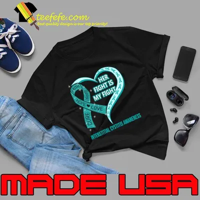 Her Fight Is My Fight Ribbon Heart Interstitial Cystitis Awareness T-Shirt