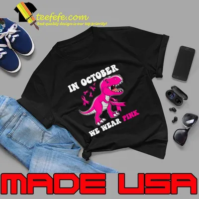 In October We Wear Pink Ribbon Breast Cancer Awareness Dragon T-Shirt