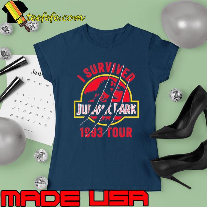 Jurassic Park Scratched Logo I Survived 1993 Tour s Ladies tee Jurassic Park Scratched Logo I Survived 1993 Tour s Ladies tee