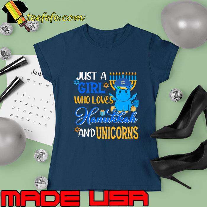 Just A Girl Who Loves Hanukkah And Unicorns Menorah Unicorn T-Shirt Ladies tee Just A Girl Who Loves Hanukkah And Unicorns Menorah Unicorn T-Shirt Ladies tee