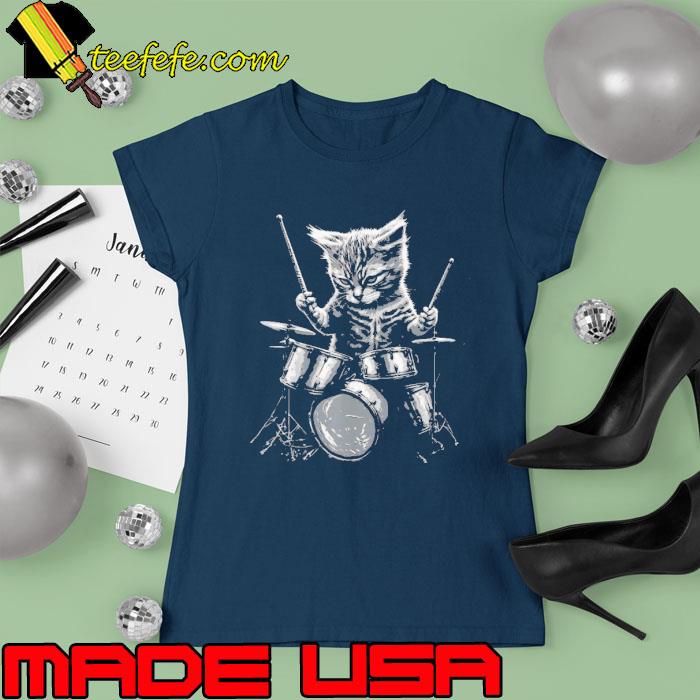 Kitty Drums Cat play drumer s Ladies tee Kitty Drums Cat play drumer s Ladies tee