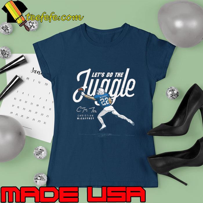 Let's Go The Juggle Signature Christian McCaffrey Carolina T-Shirt Ladies tee Let's Go The Juggle Signature Christian McCaffrey Carolina T-Shirt Ladies tee