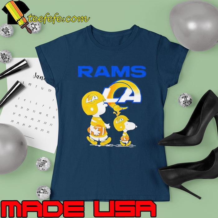 Los Angeles Rams Snoopy and Charlie Brown with Woodstock cartoon T