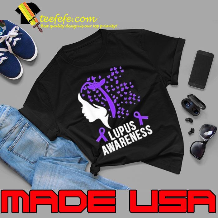 Lupus awareness butterflies ribbon purple women shirt